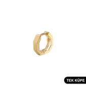 14 Ayar Altıgen Tek Minik Halka Altın Küpe 0,66 gr - 5