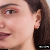 14 Ayar Minik Tek Kalp Halka Altın Küpe 0,56 gr - 3