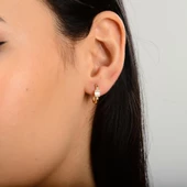 14 Ayar Modern Baget Tek Halka Altın Küpe 0,92 gr - 1