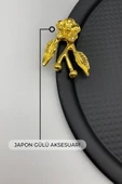 3'lü Japon Güllü Yuvarlak Siyah Çay ve Kahve Sunum Tepsisi, Dekoratif Servis Tepsisi 22cm - 6