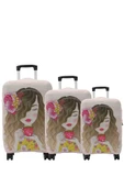 My Saraciye Valiz Kılıfı, Bavul Kılıfı Büyük, Orta, Kabin Boy Kılıf Seti, My Kahve içen kız - 2