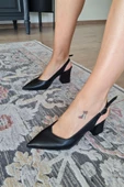 10 30 Topukla Kadın Arkası Açık Kalın Topuklu Stiletto Ayakkabı - 6