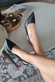 10 31 Topukla Kadın Kadeh Topuk Arkası Açık Stiletto Ayakkabı - 3