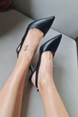 10 31 Topukla Kadın Kadeh Topuk Arkası Açık Stiletto Ayakkabı - 1
