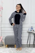 Nisanca Desenli Kışlık Kız Çocuk Polar Tulum Pijama Takımı - 12