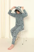Nisanca Desenli Kışlık Kız Çocuk Polar Tulum Pijama Takımı - 7