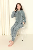 Nisanca Desenli Kışlık Kız Çocuk Polar Tulum Pijama Takımı - 8