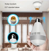 Panoramik 360 Ampul Kamera E27 Duy Girişli LED WiFi IP Kamera V380 PRO - 4