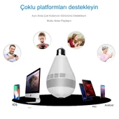 Panoramik 360 Ampul Kamera E27 Duy Girişli LED WiFi IP Kamera V380 PRO - 2