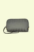 Me-vo Kadın Gri Renkli Çizgili Parlak Suni Deri Orta Boy Cüzdan thumbnail 1