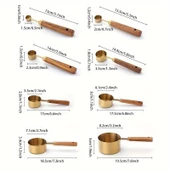 Valkyrie 8 Adet Paslanmaz Çelik Ahşap Saplı Ölçü Kaşığı Seti Ölçü Kabı 1.25ml 2.5ml 5ml 15ml 60ml 80ml 125ml 250ml - 3
