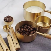 Valkyrie 8 Adet Paslanmaz Çelik Ahşap Saplı Ölçü Kaşığı Seti Ölçü Kabı 1.25ml 2.5ml 5ml 15ml 60ml 80ml 125ml 250ml - 7