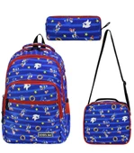 SONIC 3 LÜ SET OKUL ÇANTASI İLK OKUL BESLENMELİ ERKEK thumbnail 1