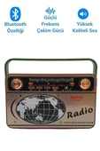 BUFFER® 503B Dekoratif Eskitme Nostalji Uzaktan Kumandalı Radyo Usb/Aux/Hafıza Kartı/Bluetooth/Şarjl - 2