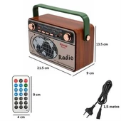 BUFFER® 503B Dekoratif Eskitme Nostalji Uzaktan Kumandalı Radyo Usb/Aux/Hafıza Kartı/Bluetooth/Şarjl - 10