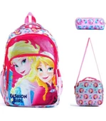 PRENSES FROZEN 3 LÜ SET OKUL ÇANTASI İLK OKUL BESLENMELİ KALEMLİKLİ KIZ KARAKTERLİ thumbnail 1
