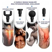 BUFFER® 4 Başlıklı 6 Seviye Hız Ayarlı Vurmalı Kas Yoğurmalı Titreşimli Masaj Tabancası Aleti - 3