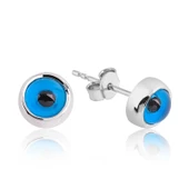 925 Ayar Gümüş Çivili Göz Nazar Küpe - 1