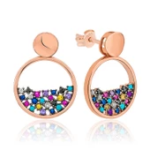 925 Ayar Gümüş Mix Taşlı Çiğ Damlası Bayan Küpe - 1