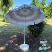 Plaj Deniz Balkon Şemsiyesi Pamuk Kumaşlı Bidon Dahil 2 Metre - 4