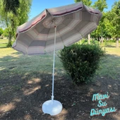 Plaj Deniz Balkon Şemsiyesi Pamuk Kumaşlı Bidon Dahil 2 Metre - 9