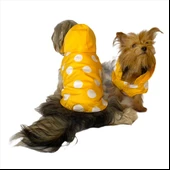 Puantiyeli Sarı Yağmurluk Kapşonlu  Köpek Yağmurluğu - 5