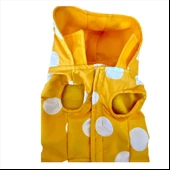 Puantiyeli Sarı Yağmurluk Kapşonlu  Köpek Yağmurluğu - 8