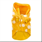 Puantiyeli Sarı Yağmurluk Kapşonlu  Köpek Yağmurluğu - 7