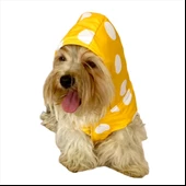 Puantiyeli Sarı Yağmurluk Kapşonlu  Köpek Yağmurluğu - 1