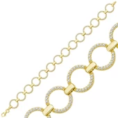 925 Ayar Gümüş Gold Yuvarlak Taşlı Kadın Bileklik - 1