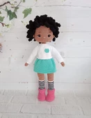 Esmer Bukle Saçlı Bebek Amigurumi Organik Oyuncak - 1