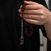 Gümüş Püskül Sıkma Kehribar Tesbih - 2