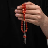 Gümüş Püskül Sıkma Kehribar Tesbih - 2