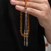 Gümüş Püskül Sıkma Kehribar Tesbih - 3