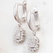 Gümüş Baget Taşlı Kadın Küpe thumbnail 1