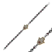 925 Ayar Gümüş Fatma Ana Eli Otantik Bileklik - 1