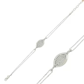 925 Ayar Gümüş Beyaz Taşlı Bileklik - 1