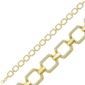 925 Ayar Gümüş Gold Kare Taşlı Kadın Bileklik - 1