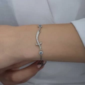 925 Ayar Gümüş Nazarlı Zülfikar Kılıcı Kadın Bileklik thumbnail 2