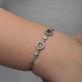 ​Gümüş Yuvarlak Zultanit Taşlı Kadın Bileklik thumbnail 5