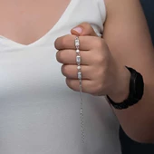 Gümüş Dikdörtgen Zirkon Taşlı Kadın Bileklik thumbnail 2