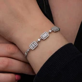 925 Ayar ​Gümüş Baget Taşlı Kadın Bileklik thumbnail 2