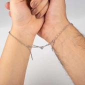 925 Ayar Gümüş Rodyum Çift Kalpli Aşk Bileklik - 2