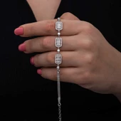 925 Ayar ​Gümüş Baget Taşlı Kadın Bileklik thumbnail 1