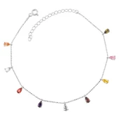 925 Ayar Gümüş Renkli Damla Kadın Halhal - 1