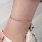 925 Ayar Gümüş Rose Kalemli Halhal thumbnail 1