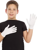 Beyaz Renk Çocuk Boy Likralı Pandomim Eldiveni - 1