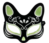 Siyah Renk Süet Kaplama Üzeri Gümüş Yeşil Simli Kedi Maskesi 17x14 cm thumbnail 1