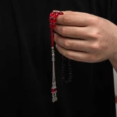 Gümüş Püskül Sıkma Kehribar Tesbih - 3