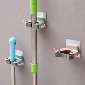 3 Adet Askılı Yapışkanlı Sap Tutucu Banyo Düzenleyici Askı  Mop Paspas Fırça Sapı Tutucu - 2